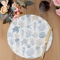 thumbnail image 3 of Blue Coastal Round 13 Inch Placemats Set of 8, Nautical Summer Beach Coral Sea Turtle HeatResistant Non Slip Place Mats for Dining Table, Wipeable Braided Kitchen Table Mats for Housewarming, 3 of 9