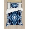 thumbnail image 3 of Psychedelic Duvet Cover Set Queen Size, Microcosm Motif Generated with Digital Large Volume Active Rough Effect, Decorative 3 Piece Bedding Set with 2 Pillow Shams, Royal Blue White, by Ambesonne, 3 of 3