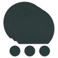 thumbnail image 1 of Manteles individuales y posavasos de cuero, manteles individuales redondos lavables, manteles individuales para mesa de cocina, juego de 3 (semicirculares, verdes), 1 of 5