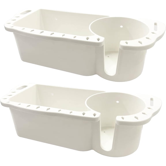 ABCISI 2 Pack Plastic Boat Cup Holder, Marine Caddy Organizer with Drainage & Reserved Installation Holes, Universal Fit for Bass Boat Kayak Pontoon Jon, Boat Cabin Storage Fishing Accessories(White)