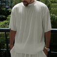 thumbnail image 3 of Men's 2 Pieces Shorts Set Ribbed Knit Crew Neck Short Sleeve Shirt Drawstring Waistband Shorts Set, 3 of 7