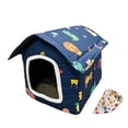 thumbnail image 3 of Casa para gatos al aire libre, plegable, cálida, cueva para mascotas, suministros para mascotas, hogar, refugio para gatos callejeros. Azul M, 3 of 9