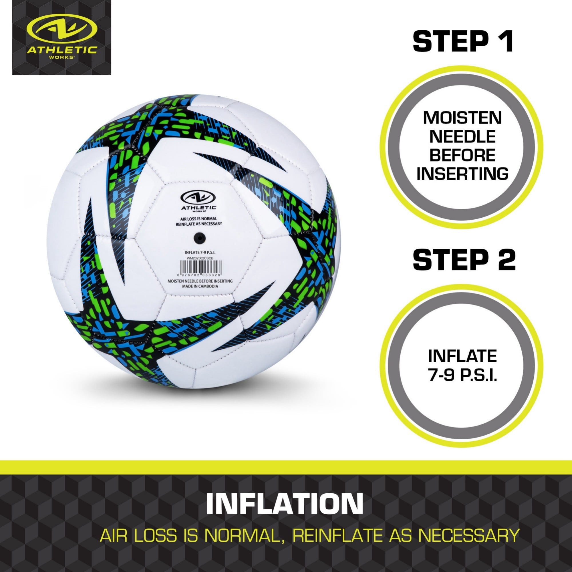 (4 pack) Athletic Works Size 3 Soccer Ball, Blue