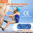 thumbnail image 2 of VEVOR 10.2mm Dynamic Climbing Rope, 50M(164ft) Outdoor Rock Climbing Rope 25KN Breaking Tension, Stretchable Fiber Rope with Steel Snap Hooks for Escape, Rappelling, Fire Rescue, Blue, 2 of 9
