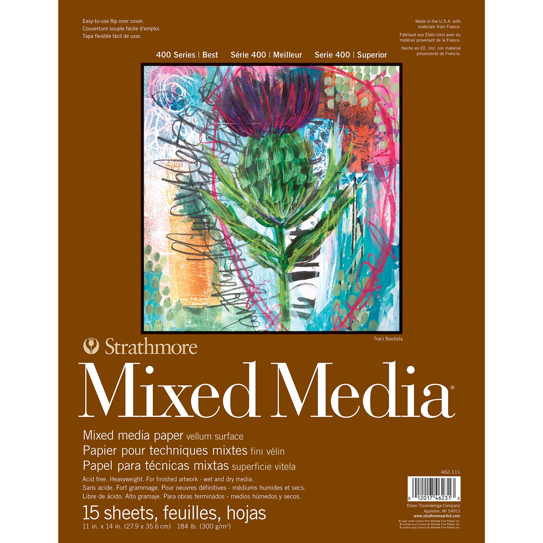 Strathmore 400 Series Mixed Media Pad, Glue Binding, 15 Sheet, 11x14 inch, Pack of 3