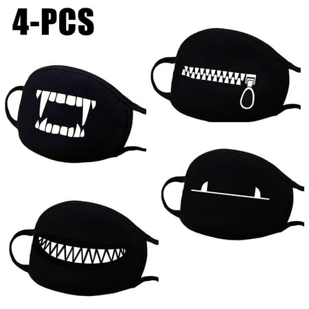 4Pcs Outdoor Black Mouth Mask Unisex Anti-dust Dust-proof Cotton Face Mask Safety Dust Mask for Men & Women