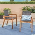 thumbnail image 3 of BELFAST Set of 2 Outdoor Dining Chairs - Acacia Wood Teak Finish with Black Mesh Seating, Weather-Resistant, Comfortable Armrests, 21.5"W x 24.25"D x 33.5"H, 3 of 13