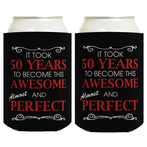 50th Birthday Ideas It Took 50 Years to Become This Awesome and Almost Perfect 50th Birthday Decorations 2 Pack Can Coolie Drink Coolers Coolies Black