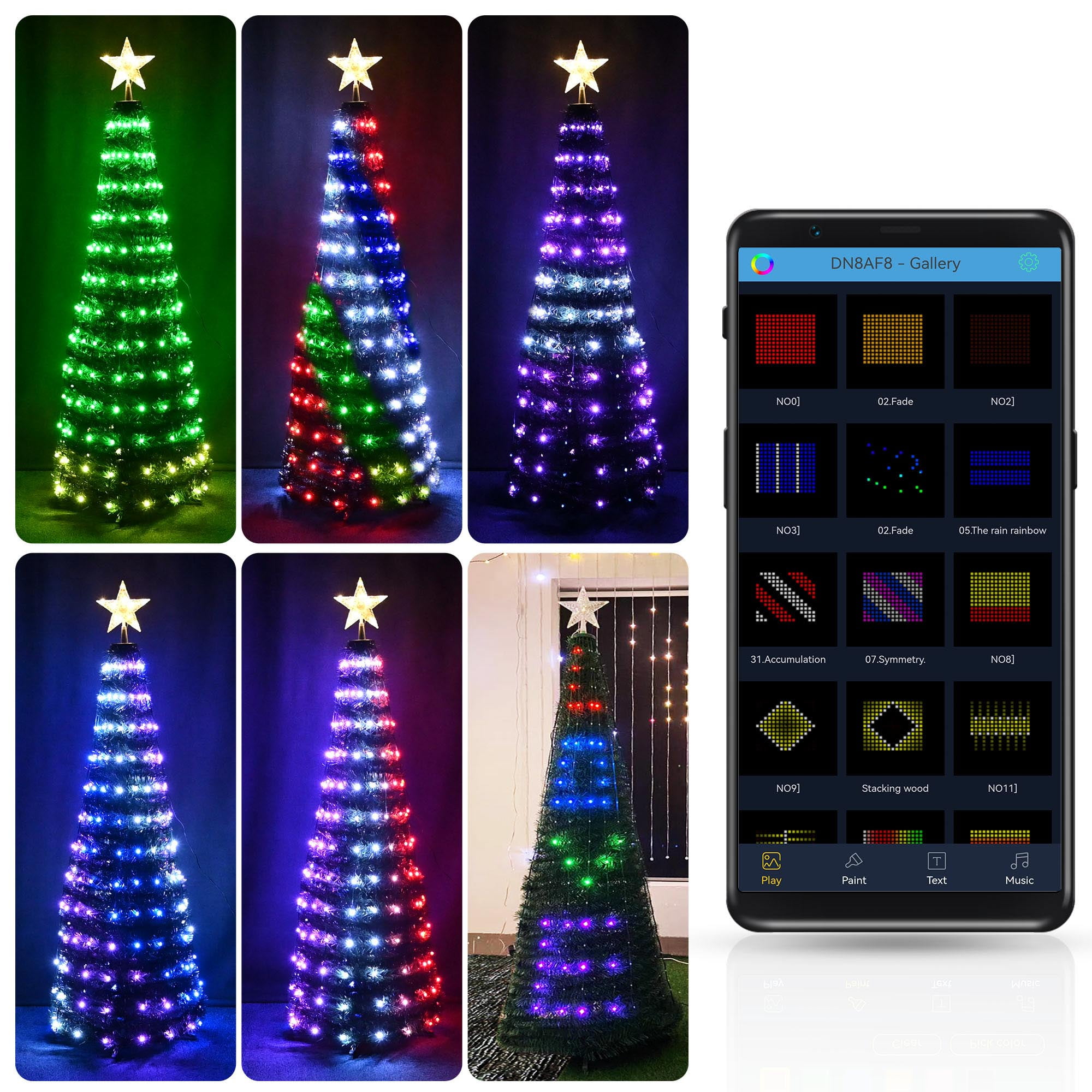 HomeDirect Christmas Tree with Lights; Artificial Christmas Tree Prelit