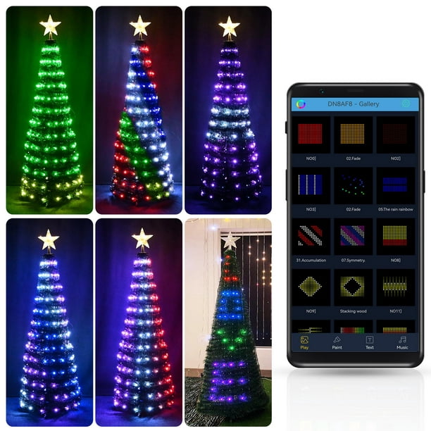 HomeDirect Christmas Tree with Lights; Artificial Christmas Tree Prelit ...
