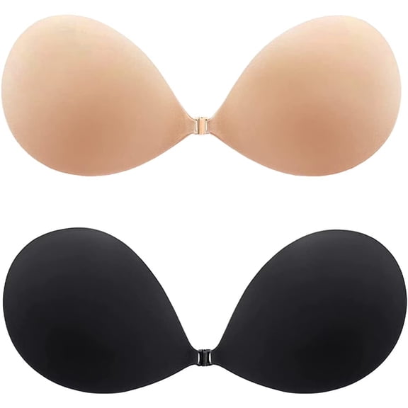 SOMER Backless Bra, Sticky Bra, Reusable Adhesive Bra, Strapless Bras for Women, Backless Strapless Bra Push Up, Adhesive Invisible Lift Up Bras 2 Pairs