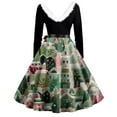 thumbnail image 5 of Women's Fashion Round Neck Casual Slim Christmas Printed Long Sleeve Dresses, Elegant Fall and Winter Dress for Holiday Parties, Soft and Comfortable,Green,L, 5 of 6