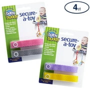 Baby Buddy Secure-A-Toy for Toddler Secures Toys, Teether, or Pacifier Pink-Gray-Lilac-Yellow 4pk
