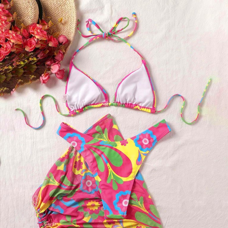 Aayomet Women Swimsuits Printed 3 Piece Bathing Suits Swim Tank