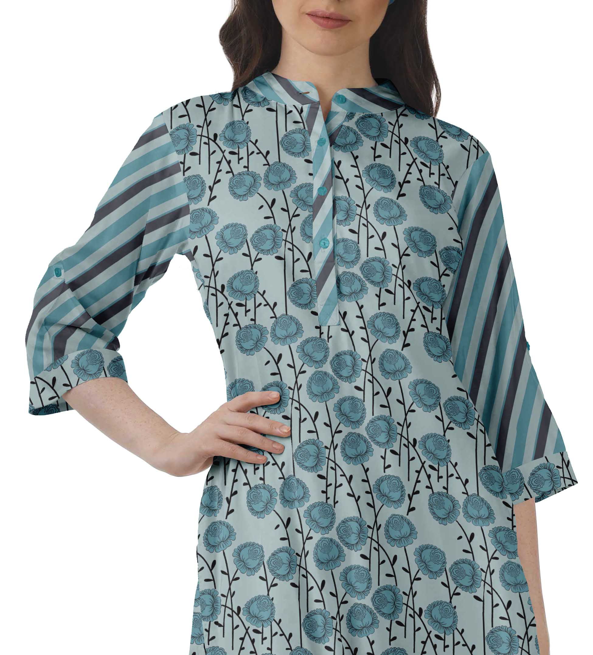 Buy House of Export Cotton Kurti for Women with Embroidery Work | Free Size  | Knee Length (Blue) at Amazon.in