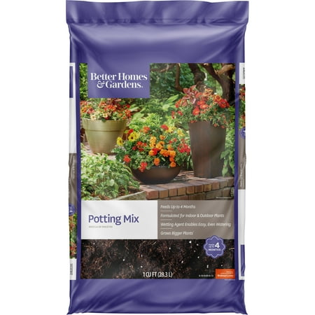 Better Homes & Gardens Potting Mix Planter Soil, 1 Cubic Foot - Walmart.com