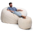 thumbnail image 1 of Ultimate Sack 6000 6-Foot Bean Bag Chair with Footstool Set, Ivory Fur Cover, 1 of 6
