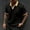 Black, variant on Men's Textured Knit Polo Shirt, Contrast Collar V Neck Short Sleeve Casual Top for Everyday Wear Wine