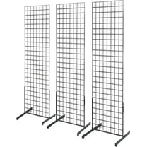 Only Hangers Gridwall Panels with T-Base Floorstanding Display Kit 2" x 6", Black (3 Pack)