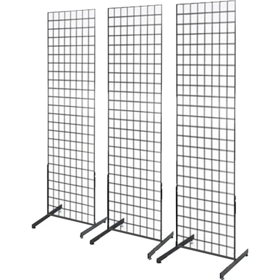Only Hangers Gridwall Panels with T-Base Floorstanding Display Kit 2" x 6", Black (3 Pack)