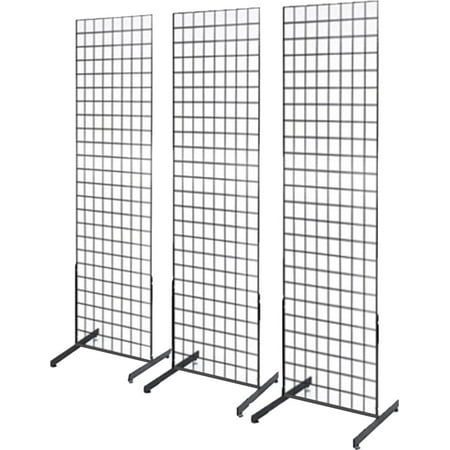 Only Hangers Gridwall Panels with T-Base Floorstanding Display Kit 2" x 6", Black (3 Pack)