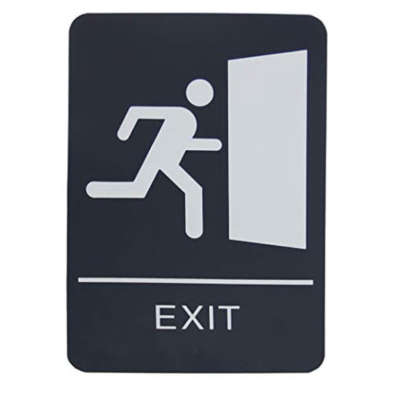 Black & White ADA Exit Sign with Braille-9" x 6"$$Tools & Hardware Other