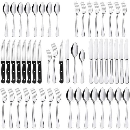 

Silverware Set 48 Pieces Stainless Steel Flatware Cutlery Set Include Knife Fork Spoon Mirror Polished Dishwasher S
