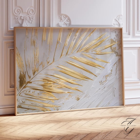 Gold Leaf Palm Art Poster: Abstract Botanical Decor, Unframed Poster Size 8x12