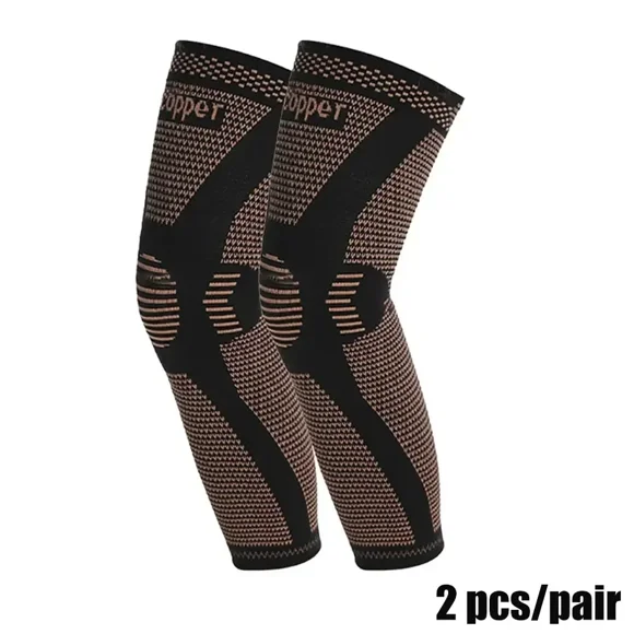 Full Leg Compression Sleeve Copper Knee Sleeves Support for Thigh Knee Calf, Arthritis, 20-30mmHg Reduce Varicose Veins Swelling 2 PCS S