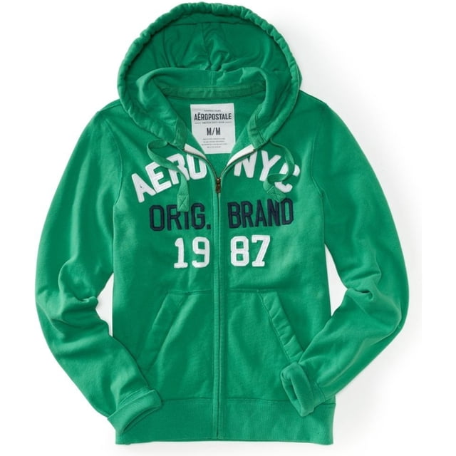 Aeropostale - Sudadera con capucha y forro polar con cremallera completa para hombre, verde, XS Aeropostale Sudadera