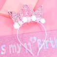 thumbnail image 2 of 11th Birthday Decorations for Girls, Birthday Girl Headband Glitter Sash Set for 11 Year Old Girl Birthday Decoration, Birthday Flower Princess Crown Headband for Happy 11th Birthday Girl Outfit, 2 of 14