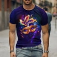 thumbnail image 5 of Charella Carnival T-shirts for Men Mardi Gras Decorations Short Sleeve Crewneck Tops 2024 Men Clothing Casual Fashion,Purple,XXXXL, 5 of 5