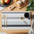 thumbnail image 2 of Aqua Stripe Placemats Set of 12, Modern Abstract Art Black Striped Rustic Placemats for Dining Table, Place Mats for Kitchen Tabletop, Waterproof Wipeable Dining Table Mats Set, 2 of 9