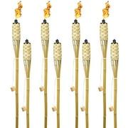 Matney Torches - Includes Metal Oil Canisters with Covers to Extinguish Flame - Great for Outdoor Decorating, Luau, Parties, Extra Long 60 Inches (8 Pack)