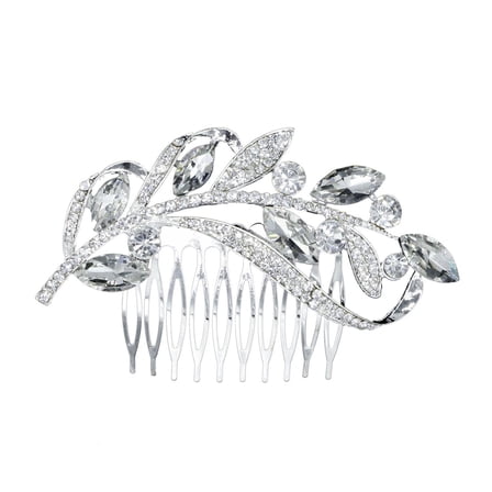 ERDOUY Bridal Flower Wedding Hair Pins Crystal Pearl Hair Combs Clips Headpiece Gold Wedding Hair Accessories Jewelry with Rhinestone for Brides Bridesmaids Women Girls (Silvery)