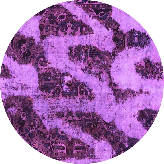 Ahgly Company Indoor Round Abstract Purple Modern Area Rugs, 4' Round