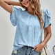 thumbnail image 5 of Blusa con mangas de pétalos,Blusa jacquard con mangas de pétalos Blusa de manga corta con pétalos Blusa de manga corta con cuello redondo Salida de alta intensidad, 5 of 8