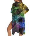 thumbnail image 4 of HELLHERO High Quality Fabrics Bathing Suit Cover Up for Beach Short Sleeve Cardigan Colorful Smoke, 4 of 5