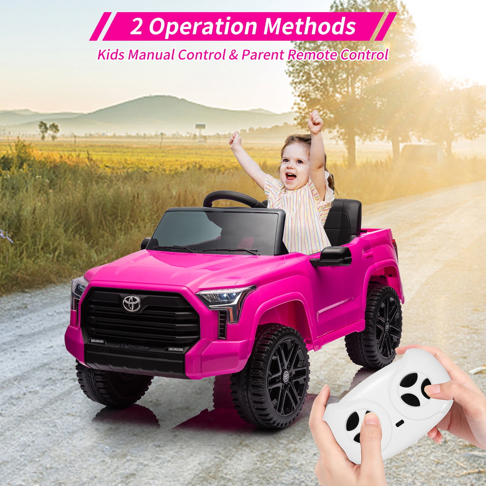 EastVita 12V Ride on Car [Toyota Licensed] Ride on Toys, Battery Powered Electric Car with Remote Control, MP3, LED Lights, Safety Belt etc. for Age 3+Boys Girls