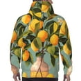 thumbnail image 7 of Naloa Retro Warm Lemon Flower Men's Casual Hooded Collar Drawstring Hoodies Pullover Sweatshirts Casual Long Sleeve Shirts-Large, 7 of 7