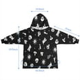 thumbnail image 7 of Black Halloween Cat Skull Pattern Blanket Hoodies for Kids 6-13YR Oversize Wearable Blanket Hoodies for Boys Girls Teens, 7 of 7