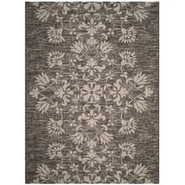 SAFAVIEH Courtyard Nina Distressed Floral Indoor/Outdoor Area Rug, 6'7" x 9'6", Black/Light Grey