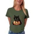 thumbnail image 6 of Leey-World Fall Shirts for Womens Fall Halloween Graphic Crew Neck Shirt Funny Short Sleeve Pumpkin Tee Soft All-Day Wear for Family Party Holiday, 6 of 9