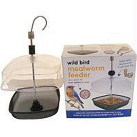 Unipet USA Premium Mealworm Feeder with Adjustable Height, Multi-Bird Bird Feeder, Clear-Black