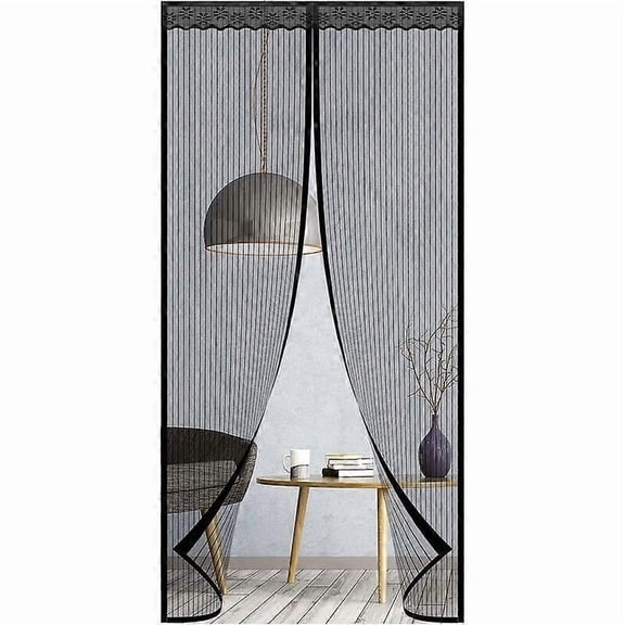 Mosquito Net for Doors 90 x 210 cm, Heavy Duty for Patio Door, Mesh Mosquito Net with Powerful Magnets and Magic Tape, (Black)