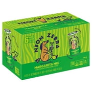 Neon Zebra Margarita Mix, Cocktail Mixers, No Artificial Sweeteners, 5% Juice, 7.5 oz Cans (6 Pack)