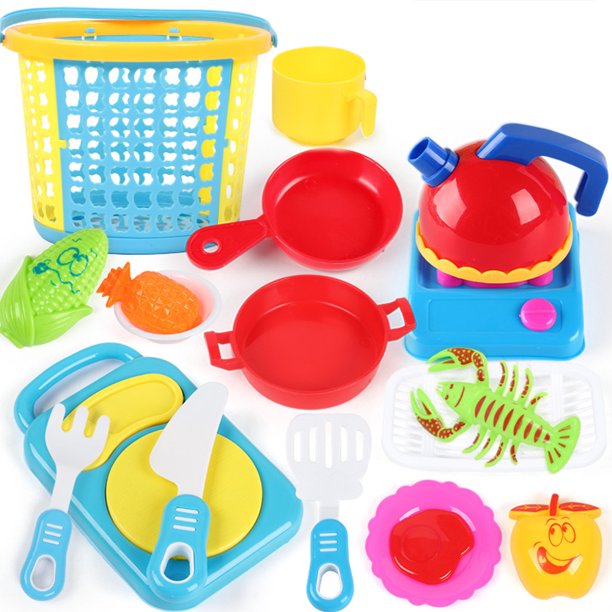 Children Kitchen Pretend Play Toy Plastic Pots Pans Cooking Utensils