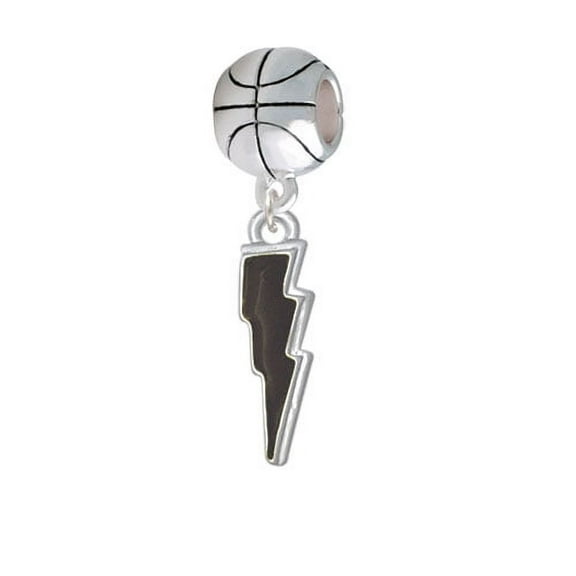 Black Lightning Bolt - Basketball Charm Bead