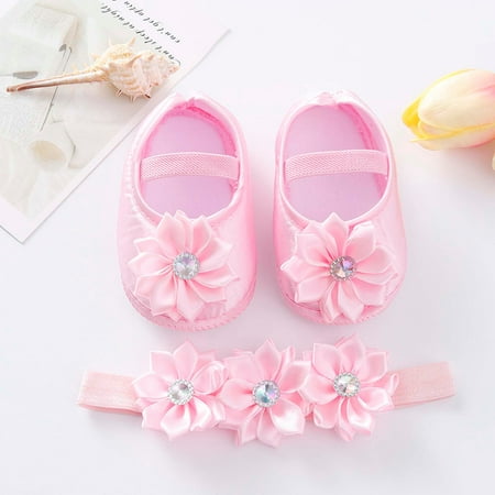 

Hinvhai Baby Girl Mary Jane Flats Shoes with Bowknot Classic Casual Soft Sole Non-Slip Solid Color Toddler First Walkers Infant Dress Shoes Clearance Pink 6-9 Months