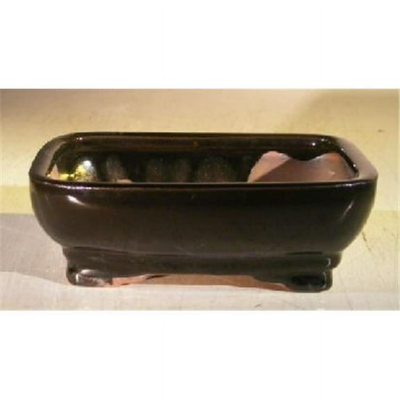 Bonsai Boy L151 6 x 5 x 2 in. Ceramic Bonsai Pot, Black - Rectangle